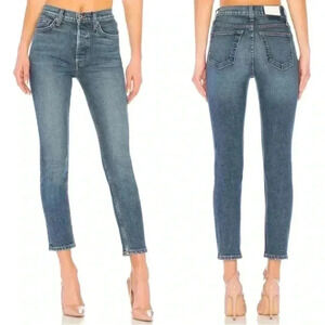RE/DONE 90s High Rise Ankle Crop Jeans Western Rinse sz 25